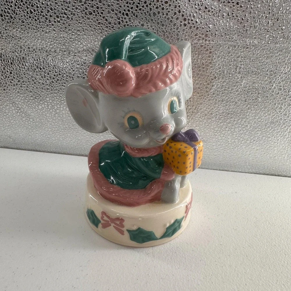 Vintage Christmas Ceramic Mouse‎ Figurine 7